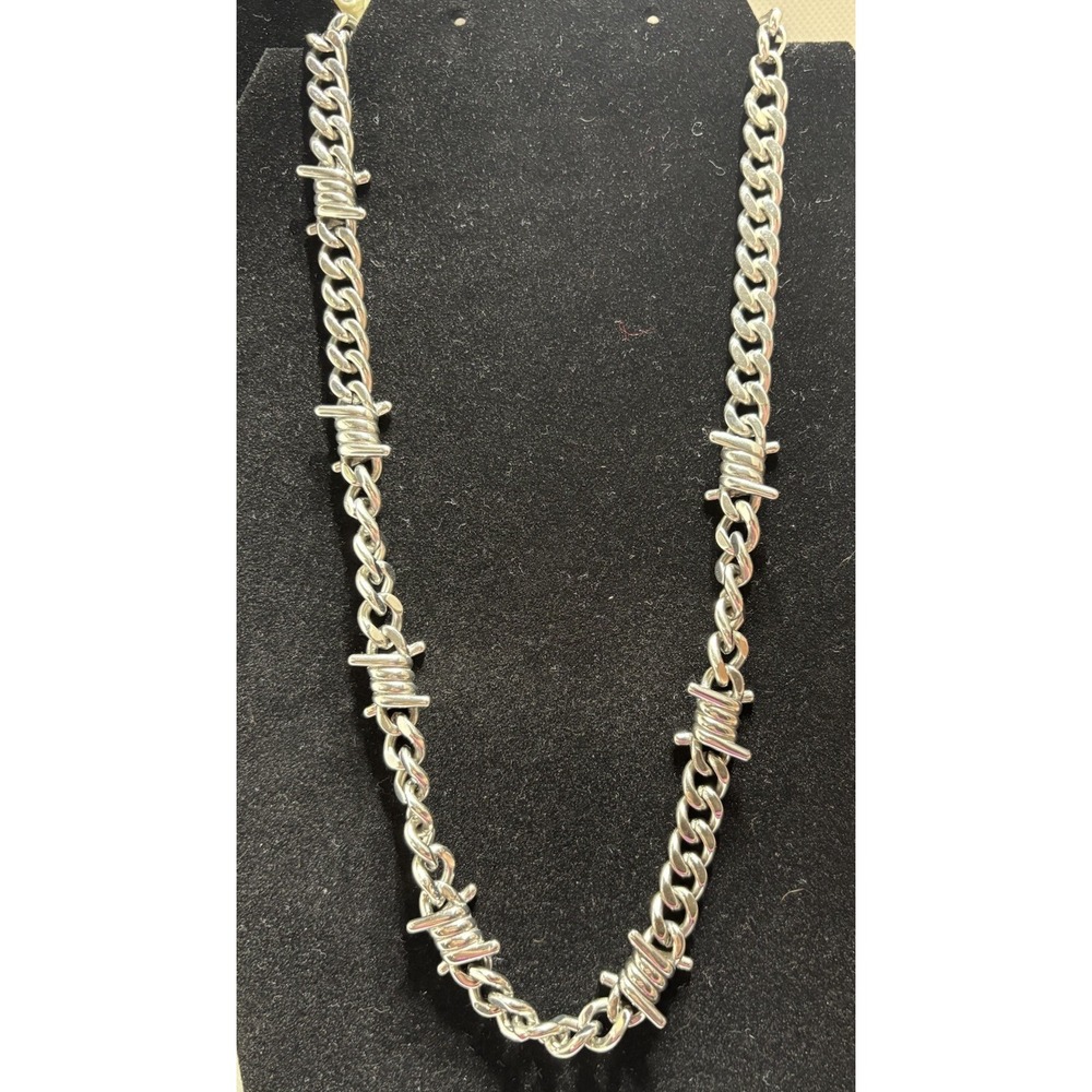 Cuban Link Chain Thorns Necklace Hip-Hop Punk Gothic Stainless Steel, 10"